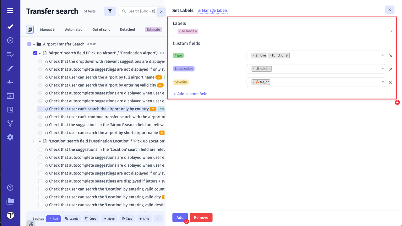 Testomatio - Multi-assign Label & Custom Field